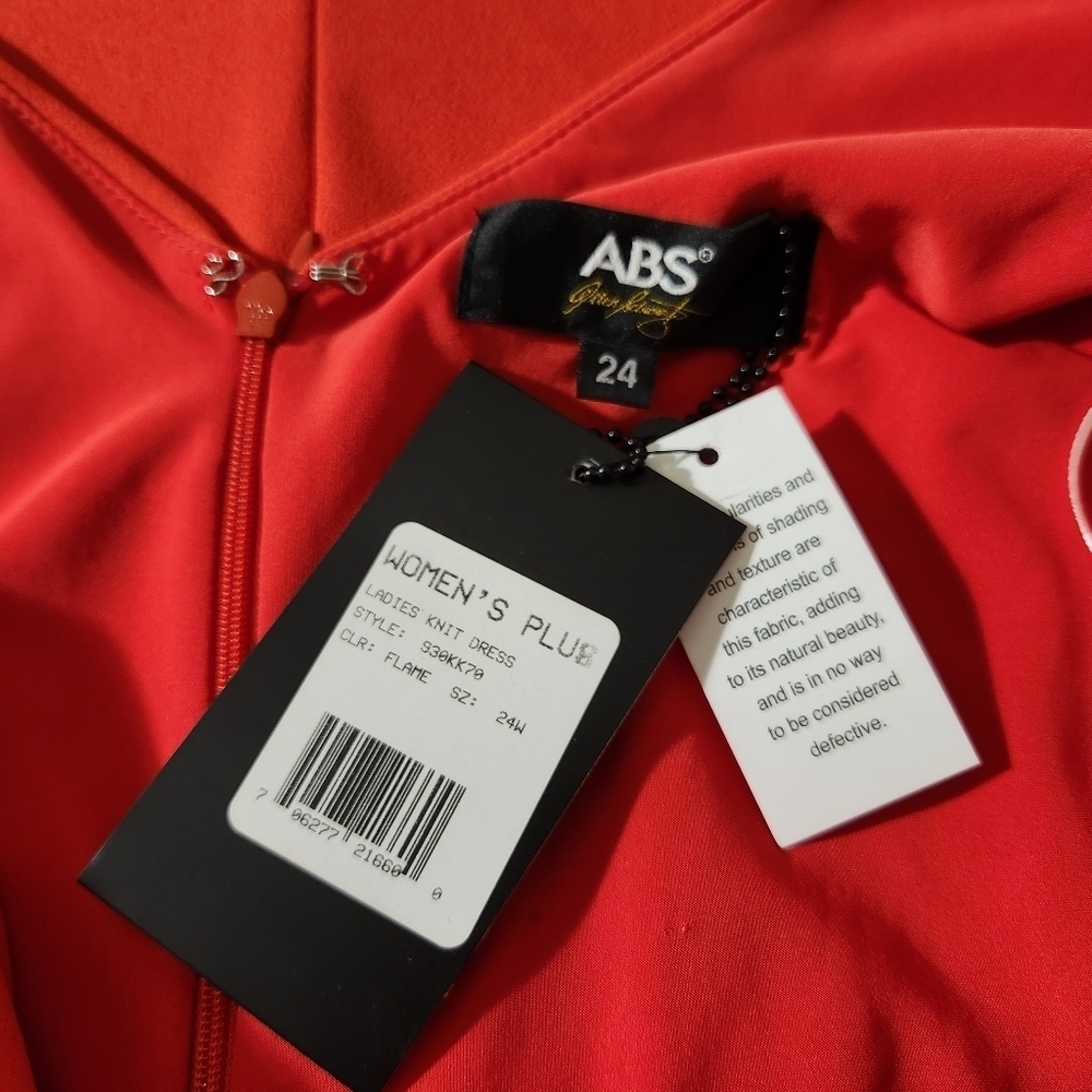 ABS Allen Schwartz Dress Gown Evening Red Deep V-Neck Knit Sleeveless Plus 24 - Picture 14 of 14
